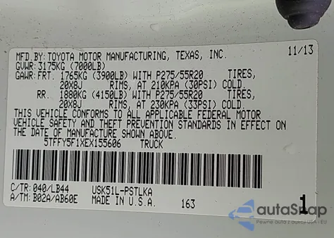 2014 Toyota Tundra Limited 5.7L V8 from USA, damaged, VIN 5TFFY5F1XEX155606